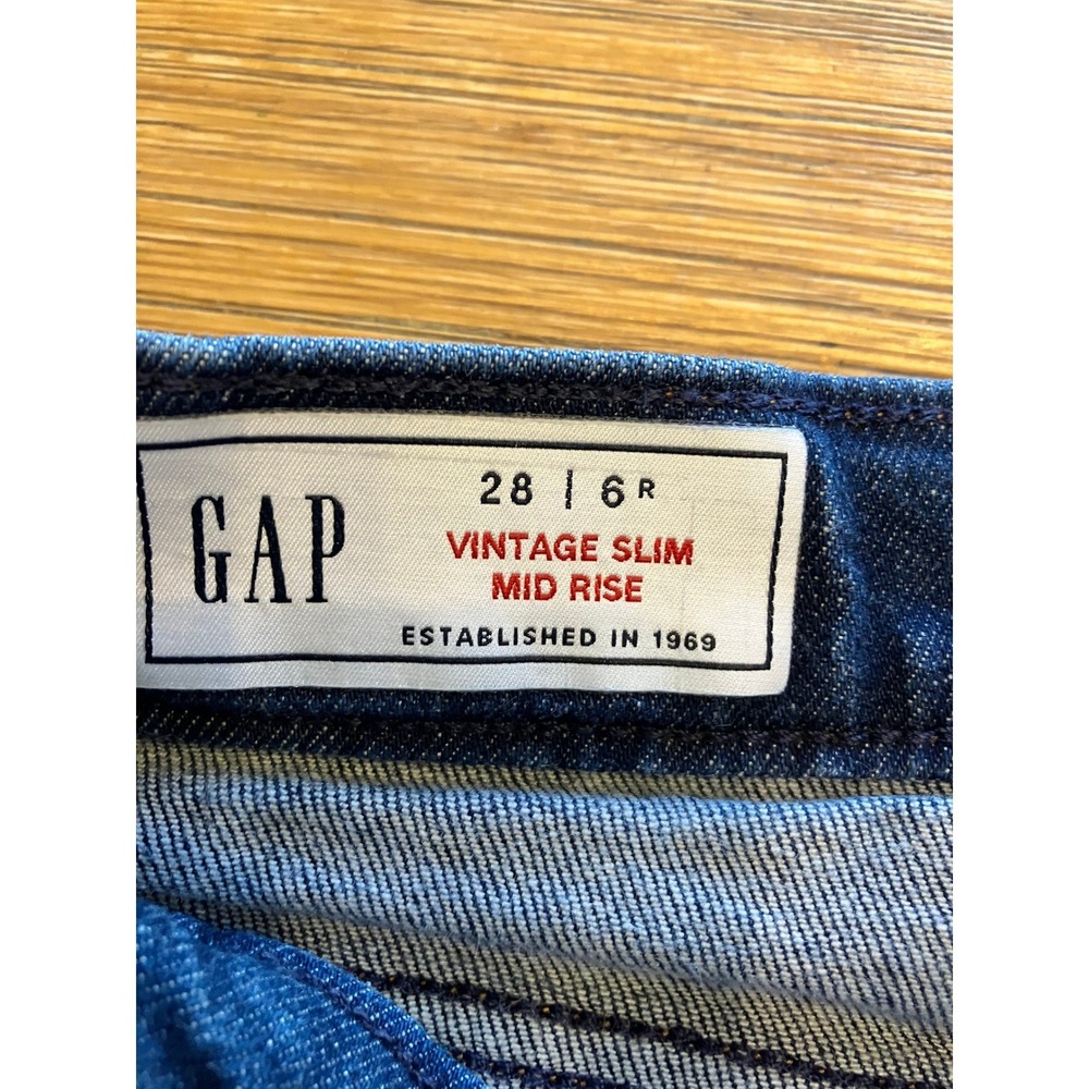 GAP VIntage Midrise Slim Dark Wash Denim Jean Womens‎ Size 28 Boho Preppy Casual - Picture 4 of 5